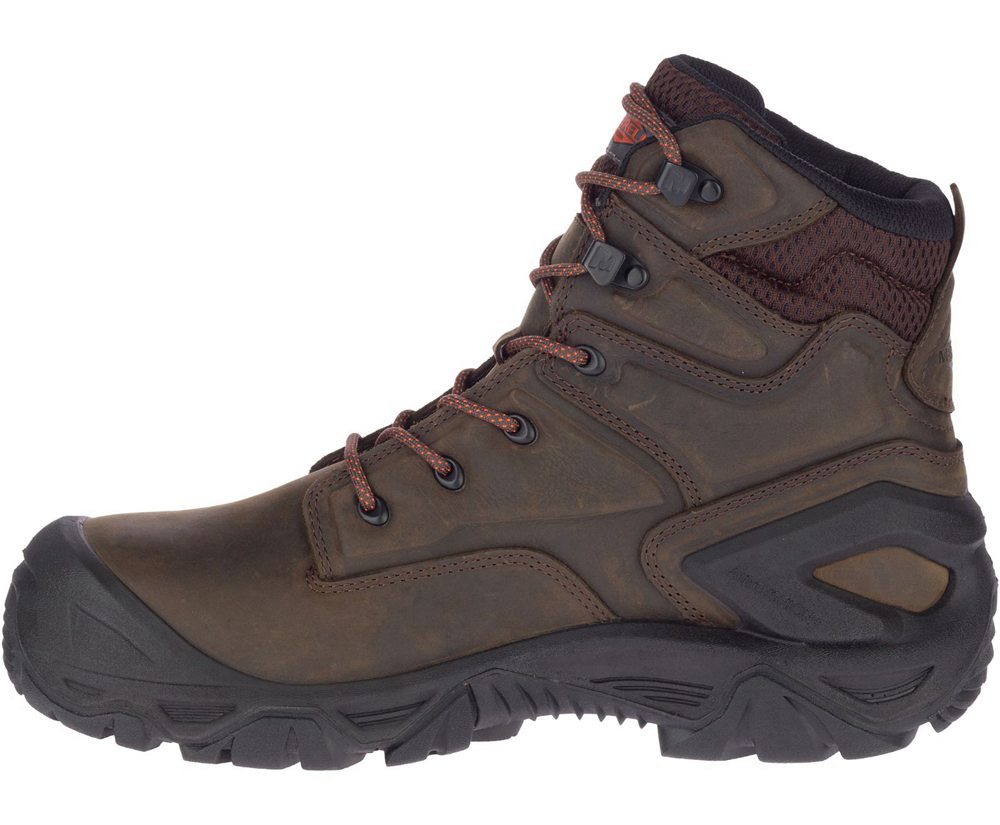 Merrell Work Boots Brown - Strongfield Leather X 7\" Waterproof Comp Toe - Mens 26JMOFWSP